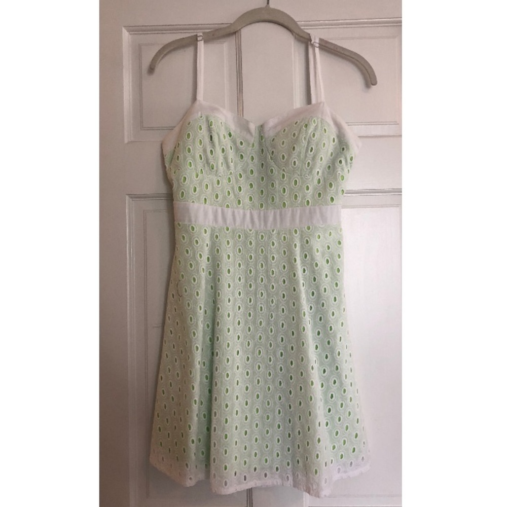 Zannza green and white spaghetti strap dress nwot